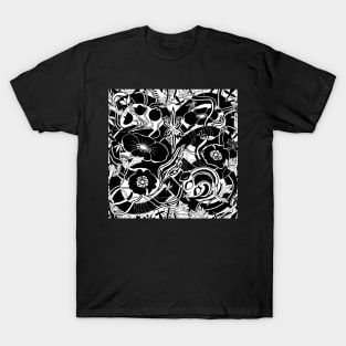 Black and white floral pattern T-Shirt